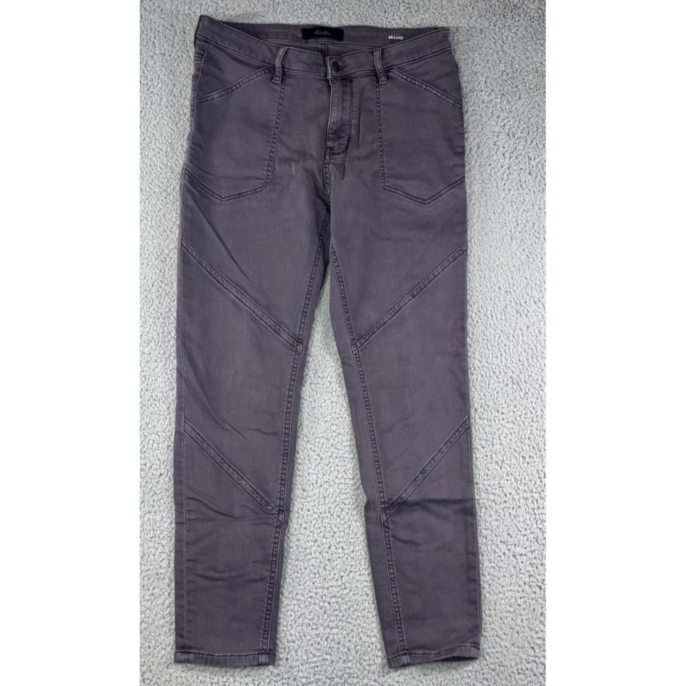 Dish Skinny Pants Women 31x28 Grey Performance Denim Seamed Utility Moto Outdoor